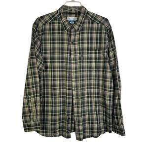 Columbia Men’s Size L Button Down Green Plaid Long Sleeve Shirt